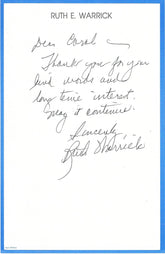 Old Yeller Ruth Warrick signed letter